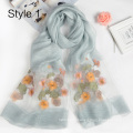 China manufacture latest ladies long stylish indian embroidered blended embroidery headscarf wholesale